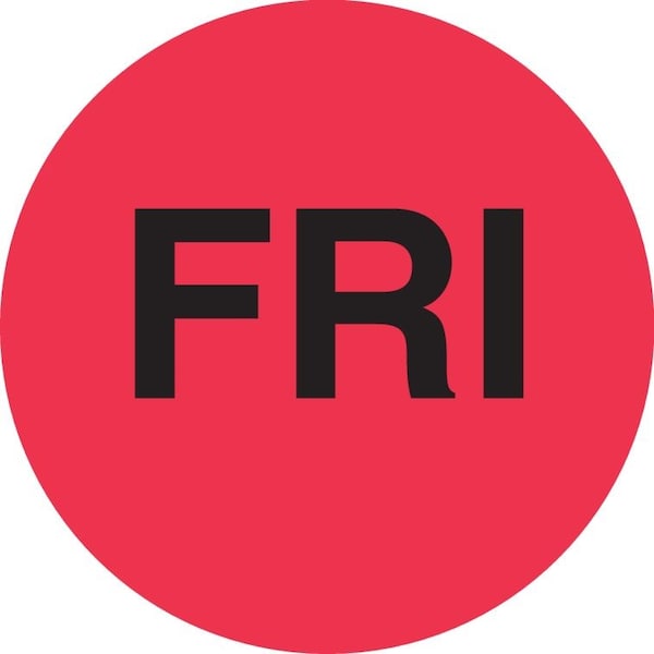 Label, DL6542, DAYS OF WEEK - FRI, 2" DIAMETER